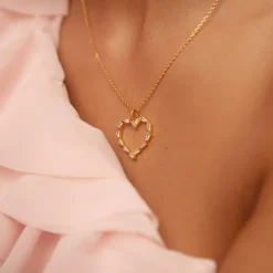 Baguette Heart Necklace/Crystal