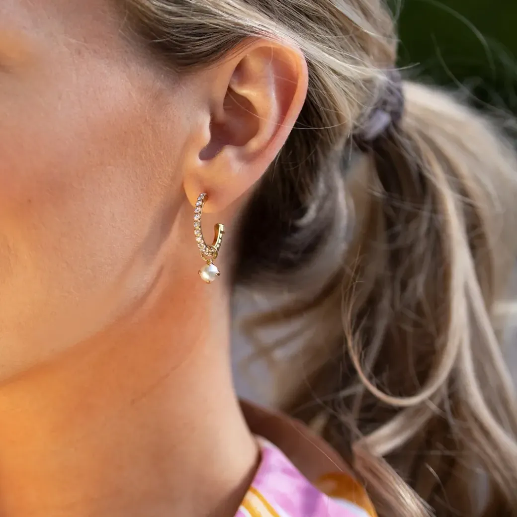 Bella Loop Earrings/Pearl + Crystal