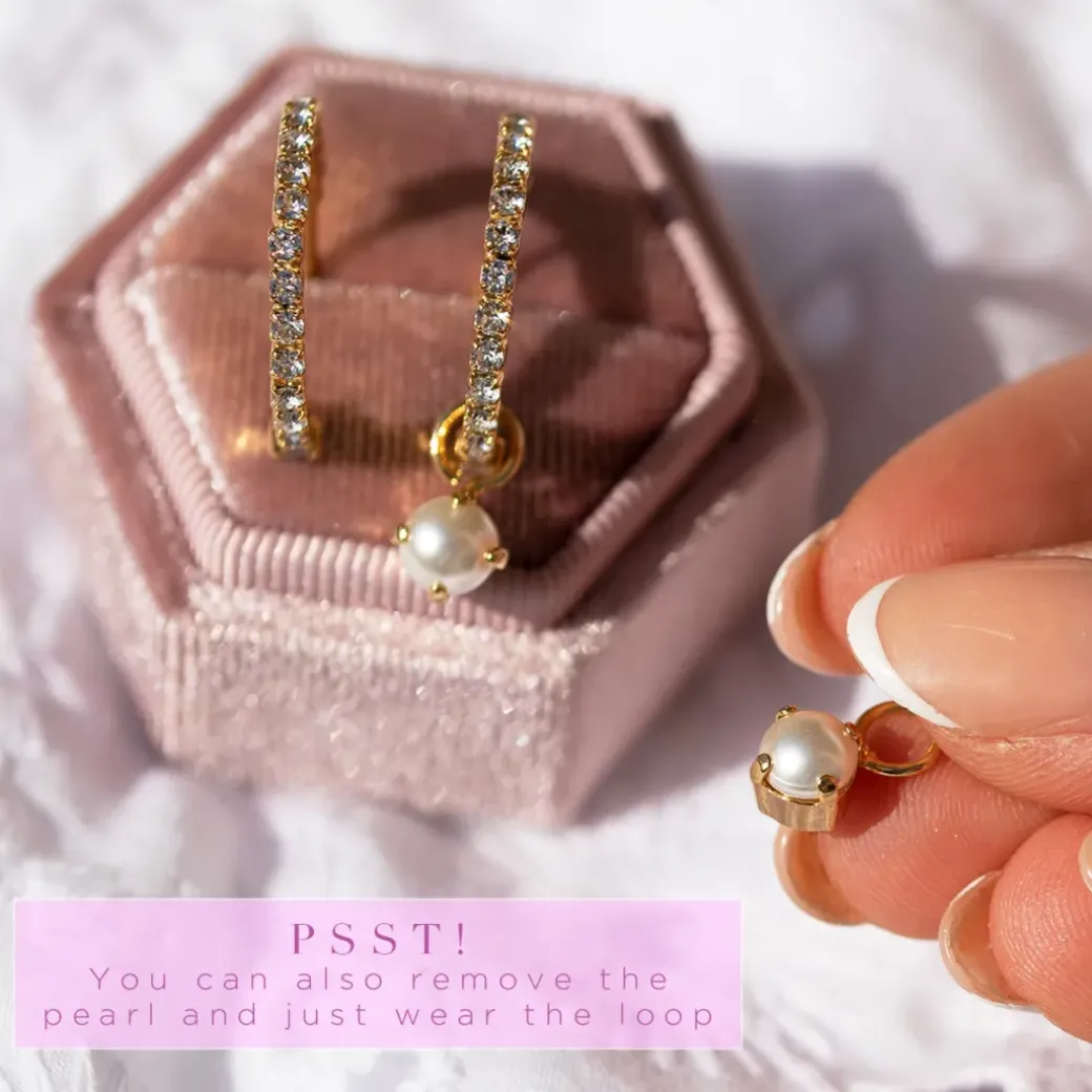 Bella Loop Earrings/Pearl + Crystal