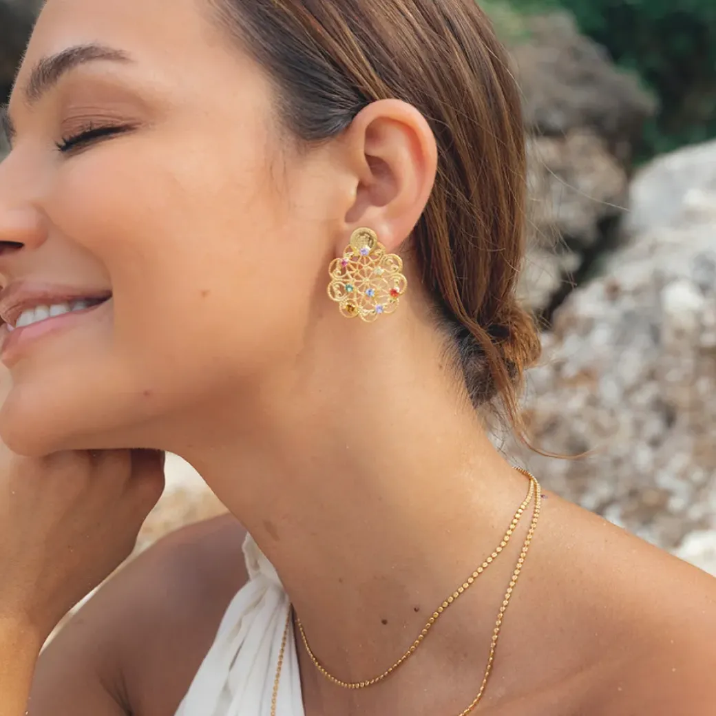 Bohemian Coin Earrings/Rainbow Combo