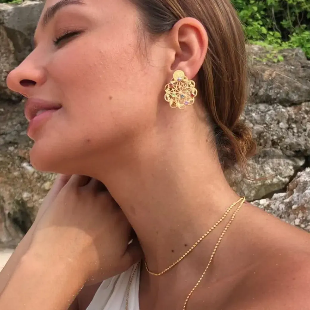 Bohemian Coin Earrings/Rainbow Combo