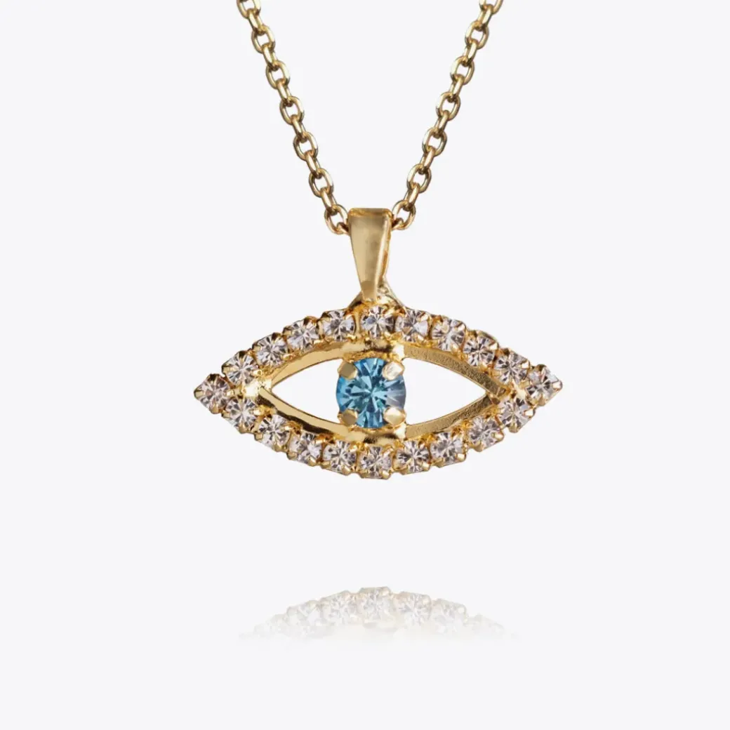 Greek Eye Necklace/Crystal + Aquamarine