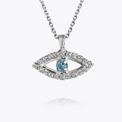 Greek Eye Necklace/Crystal + Aquamarine