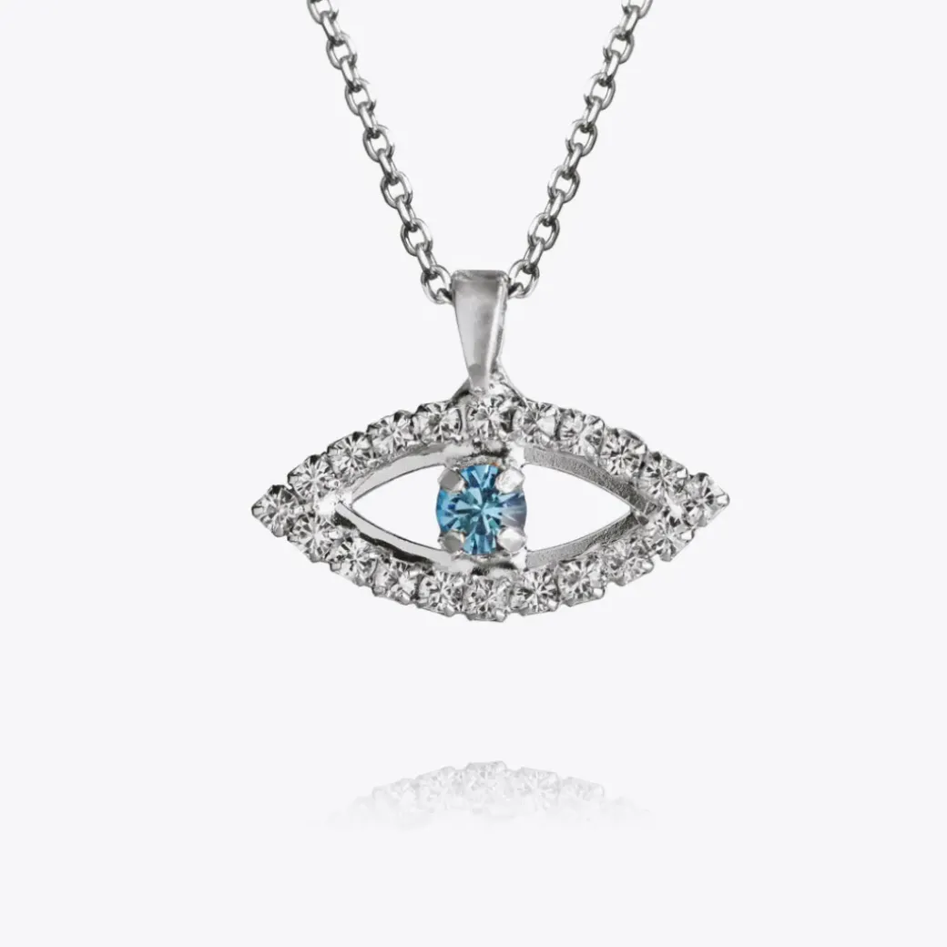 Greek Eye Necklace/Crystal + Aquamarine