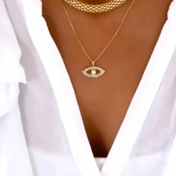 Greek Eye Pearl Necklace