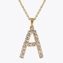 Letter Necklace A/Crystal
