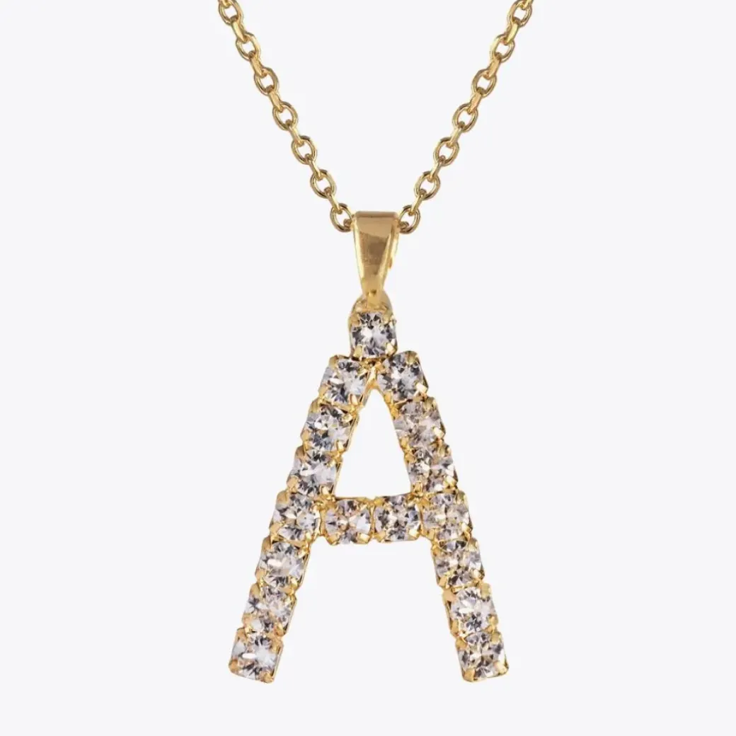 Letter Necklace A/Crystal