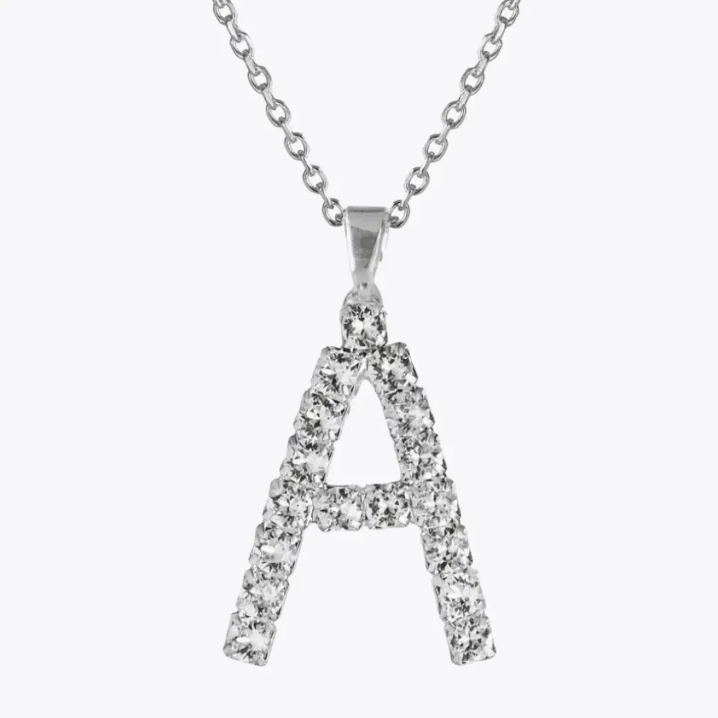 Letter Necklace A/Crystal