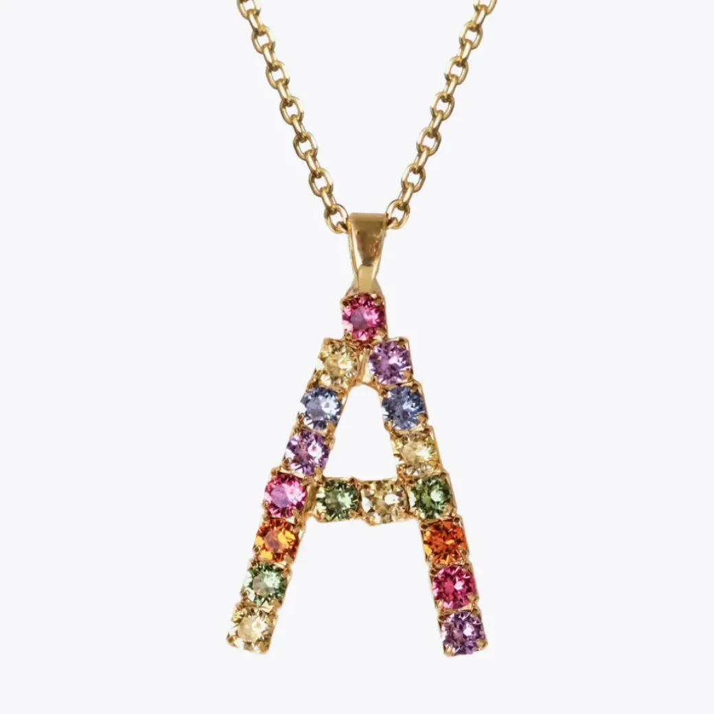 Letter Necklace A/Rainbow Combo