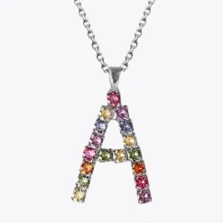 Letter Necklace A/Rainbow Combo
