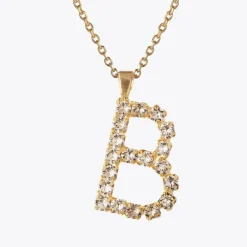 Letter Necklace B/Crystal