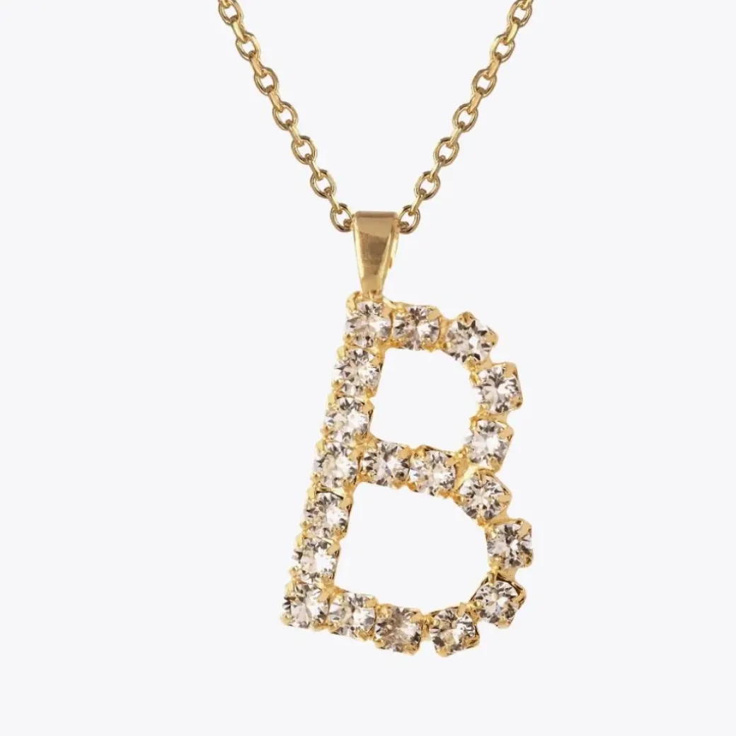 Letter Necklace B/Crystal