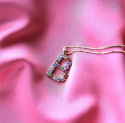 Letter Necklace B/Rainbow Combo