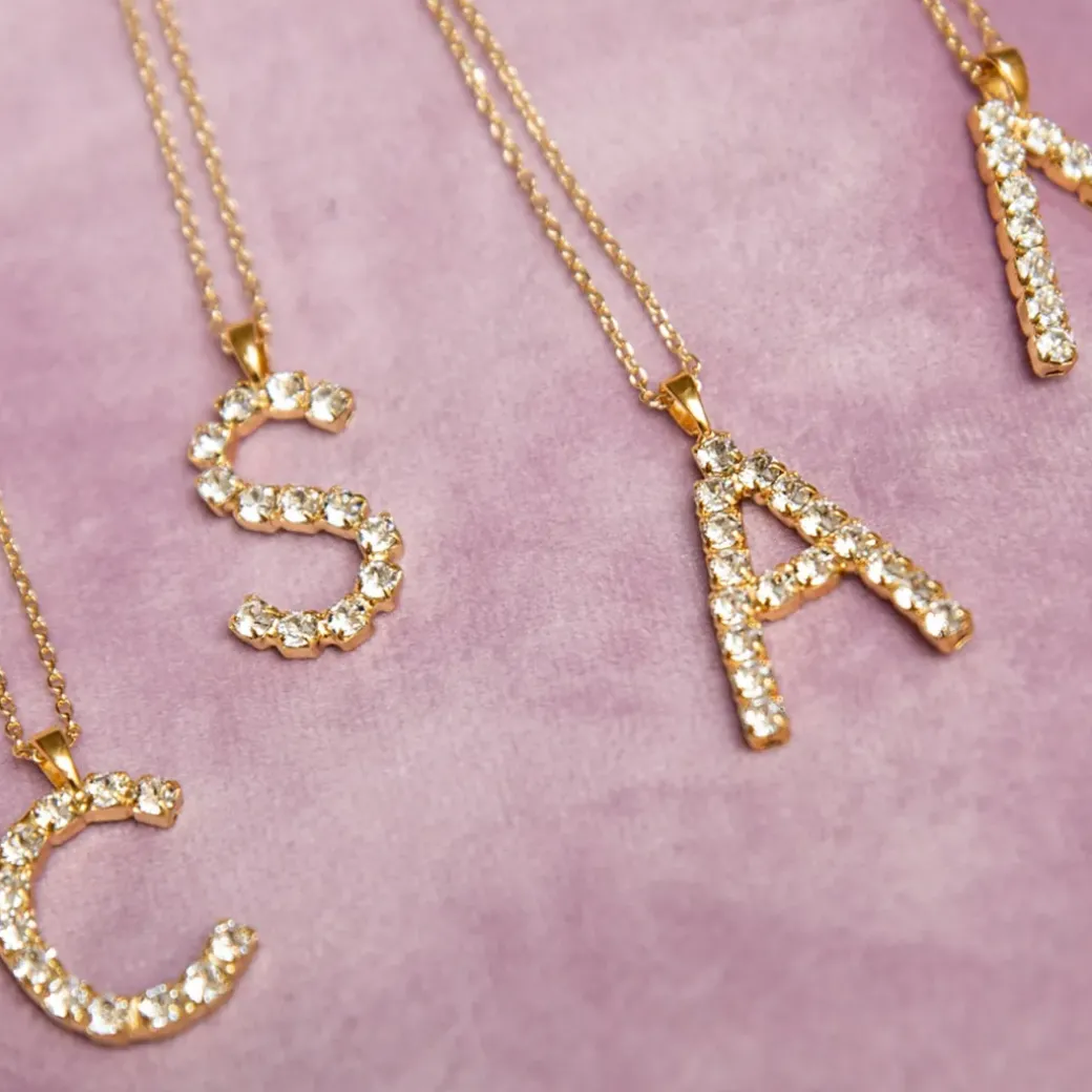 Letter Necklace C/Crystal
