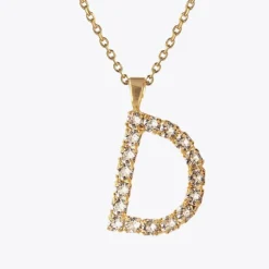 Letter Necklace D/Crystal