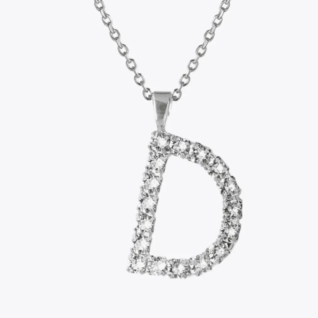 Letter Necklace D/Crystal