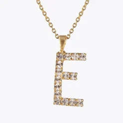 Letter Necklace E/Crystal