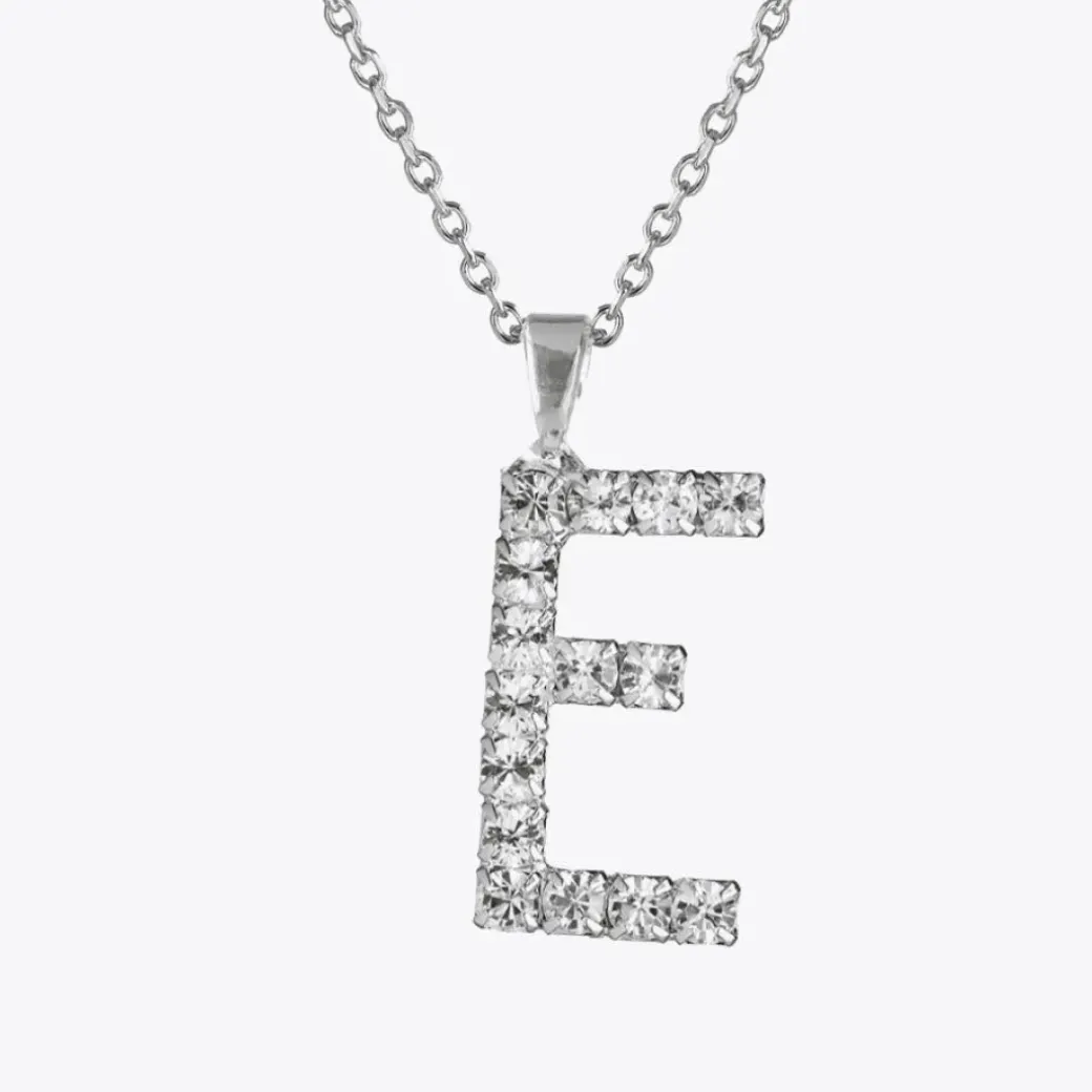 Letter Necklace E/Crystal