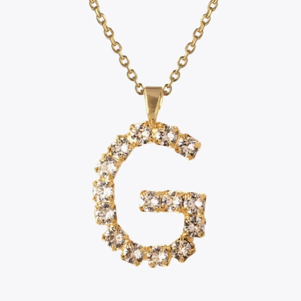 Letter Necklace G/Crystal
