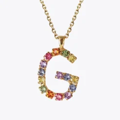 Letter Necklace G/Rainbow Combo