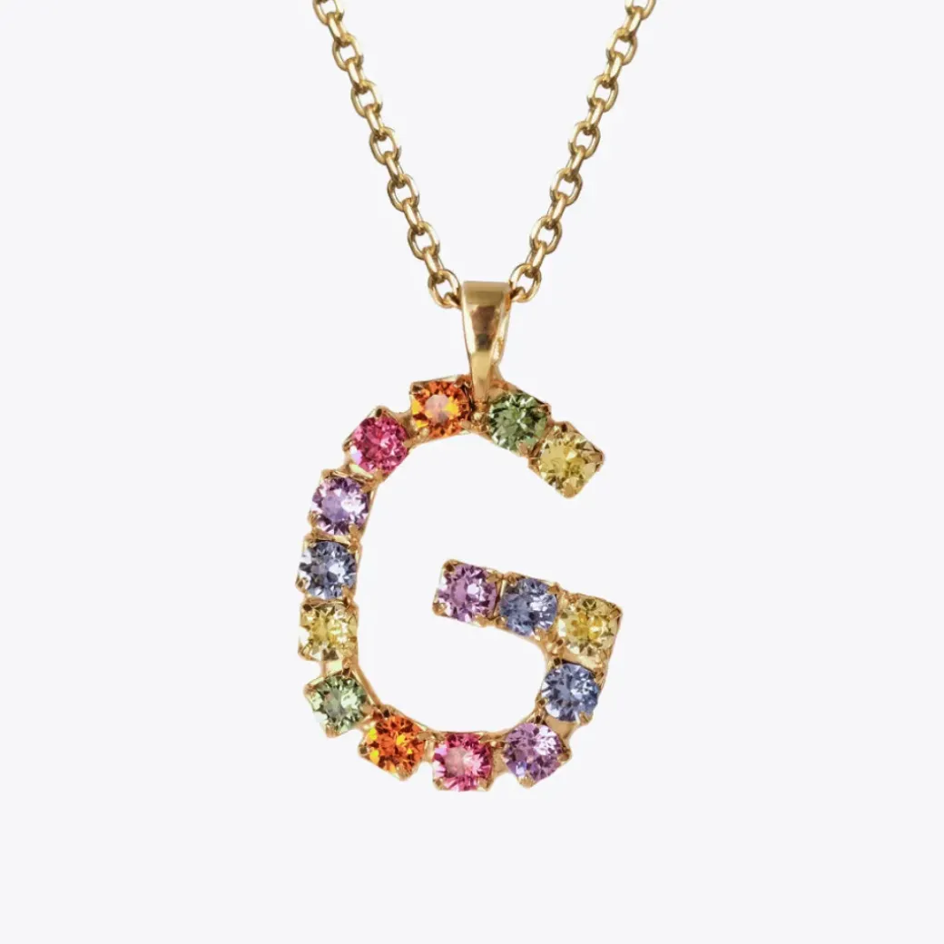 Letter Necklace G/Rainbow Combo