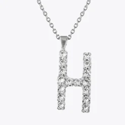 Letter Necklace H/Crystal