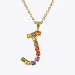 Letter Necklace J/Rainbow Combo