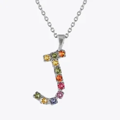 Letter Necklace J/Rainbow Combo