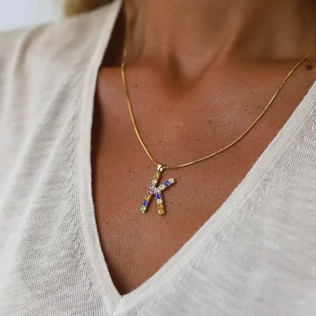 Letter Necklace K/Rainbow Combo