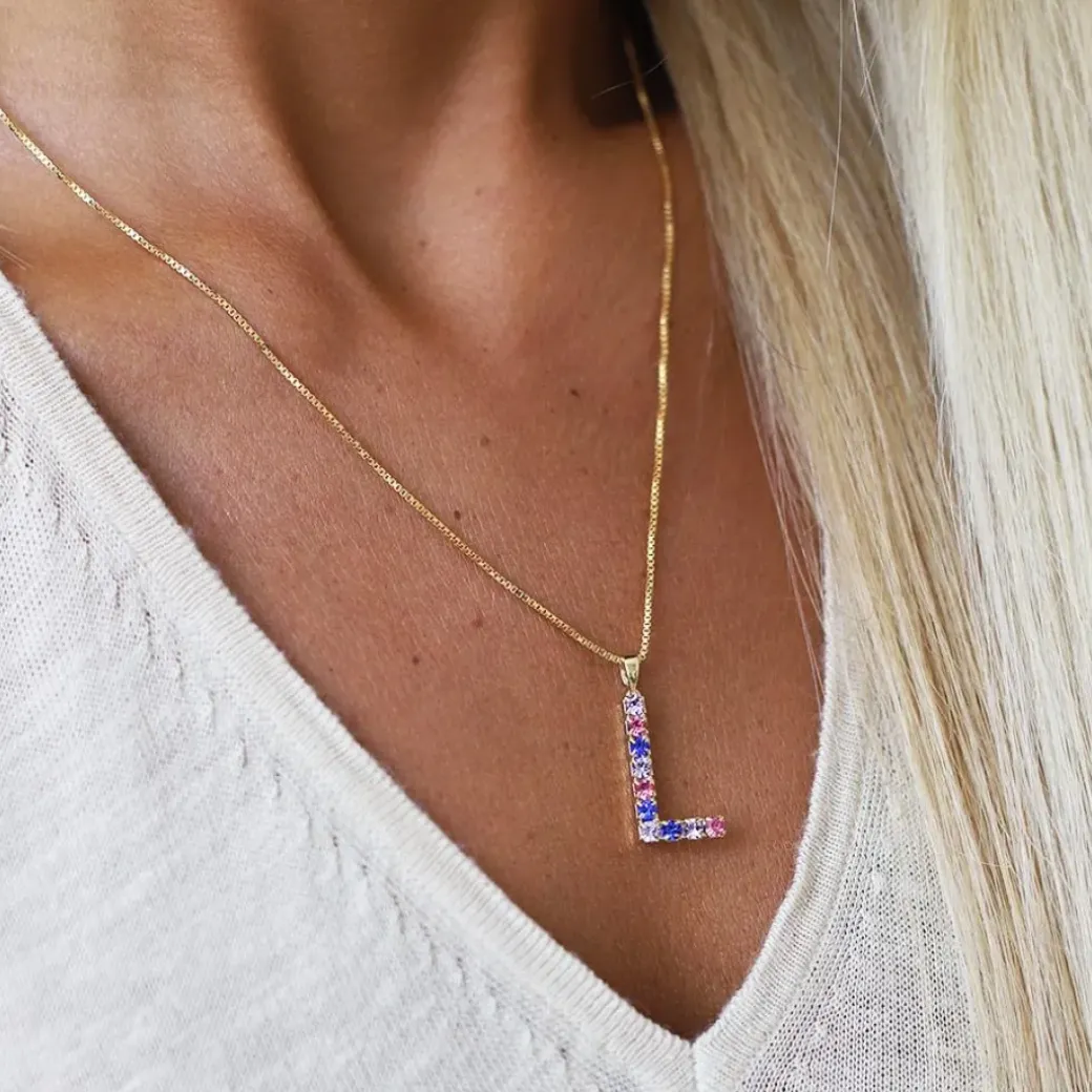 Letter Necklace L/Rainbow Combo