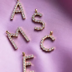 Letter Necklace M/Crystal