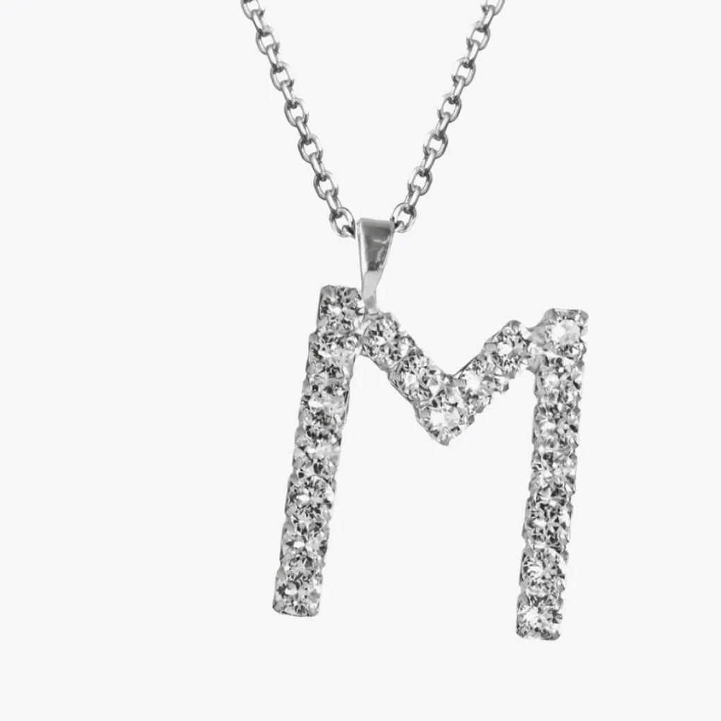 Letter Necklace M/Crystal