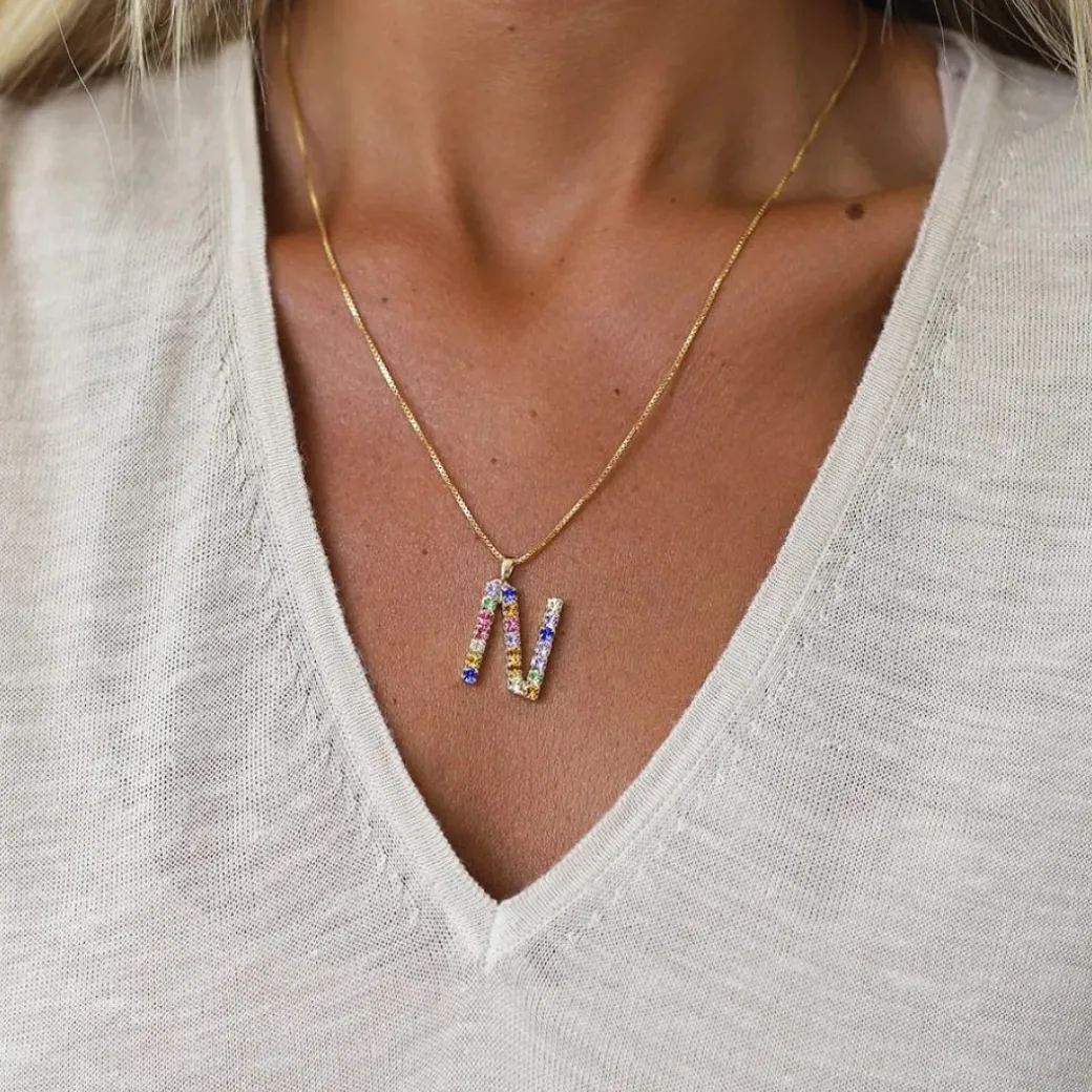 Letter Necklace N/Rainbow Combo