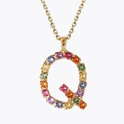 Letter Necklace Q/Rainbow Combo
