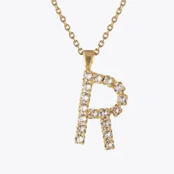 Letter Necklace R/Crystal