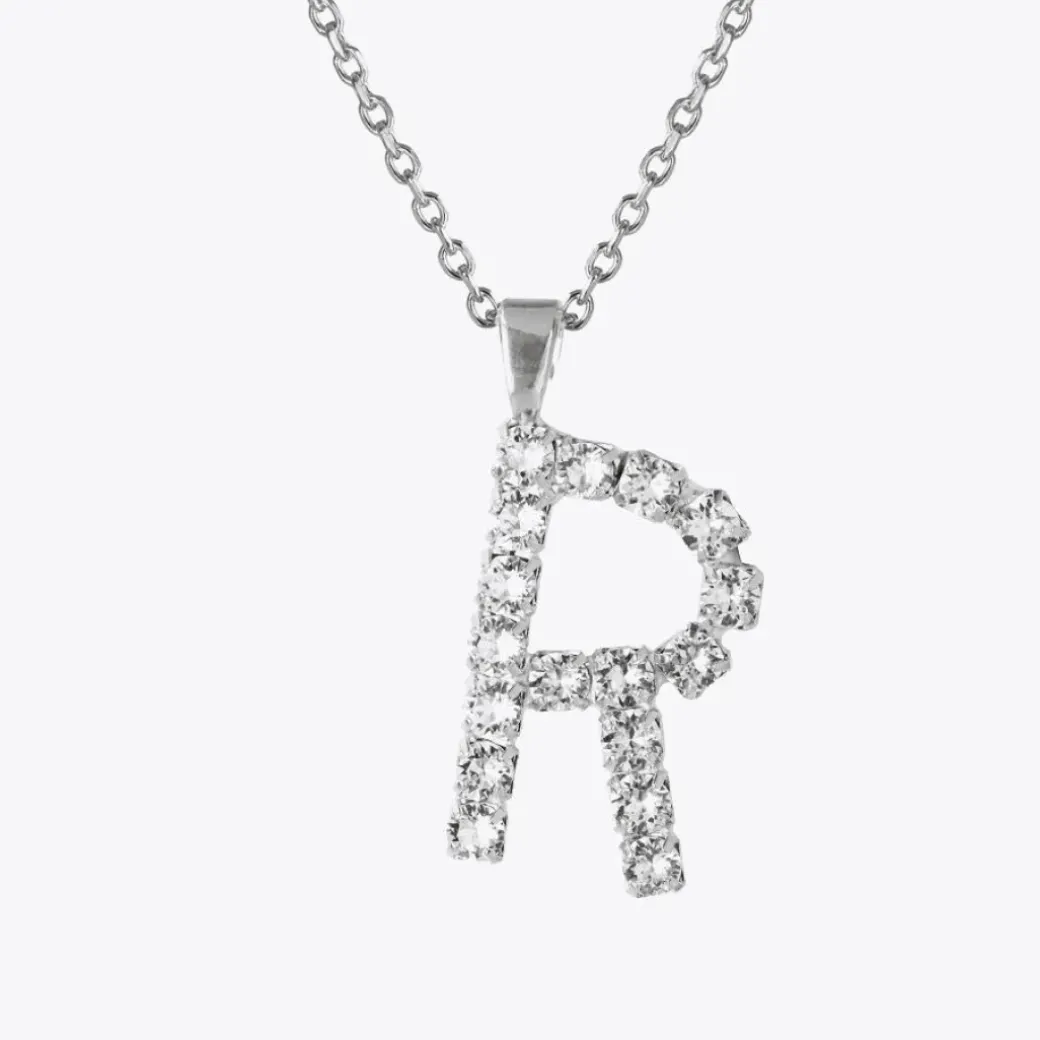 Letter Necklace R/Crystal