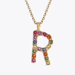 Letter Necklace R/Rainbow Combo