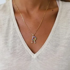 Letter Necklace R/Rainbow Combo