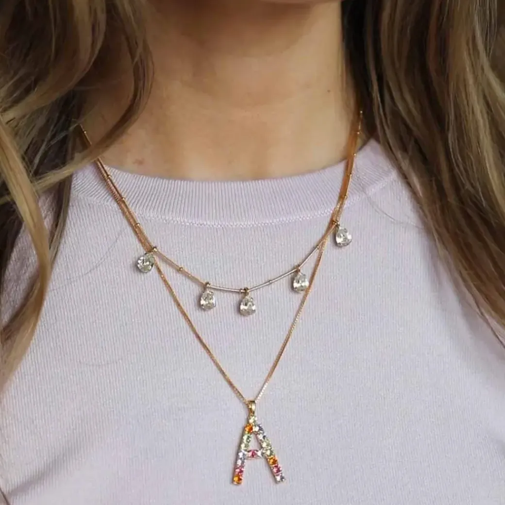 Letter Necklace S/Rainbow Combo