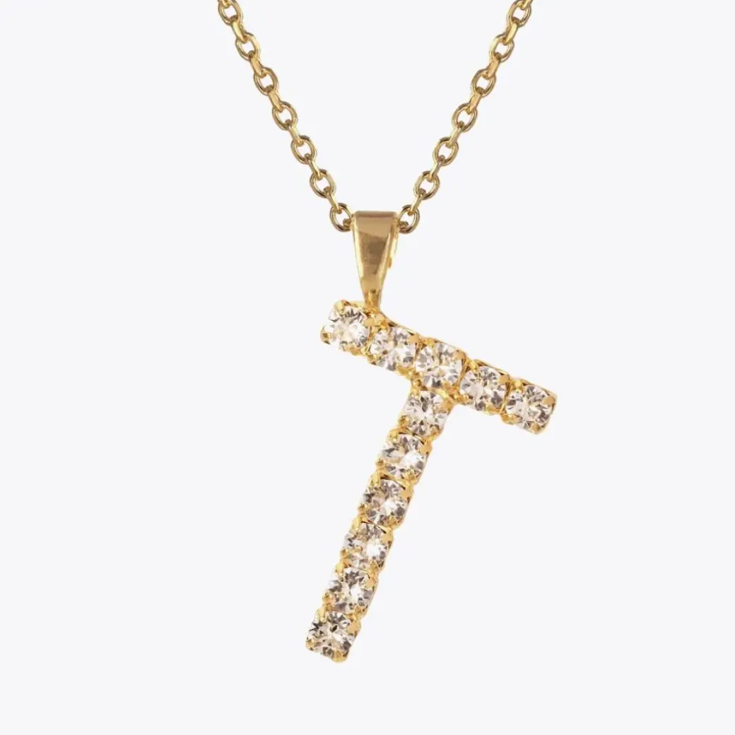 Letter Necklace T/Crystal