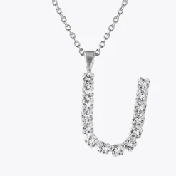 Letter Necklace U/Crystal