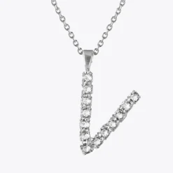 Letter Necklace V/Crystal