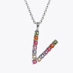 Letter Necklace V/Rainbow Combo
