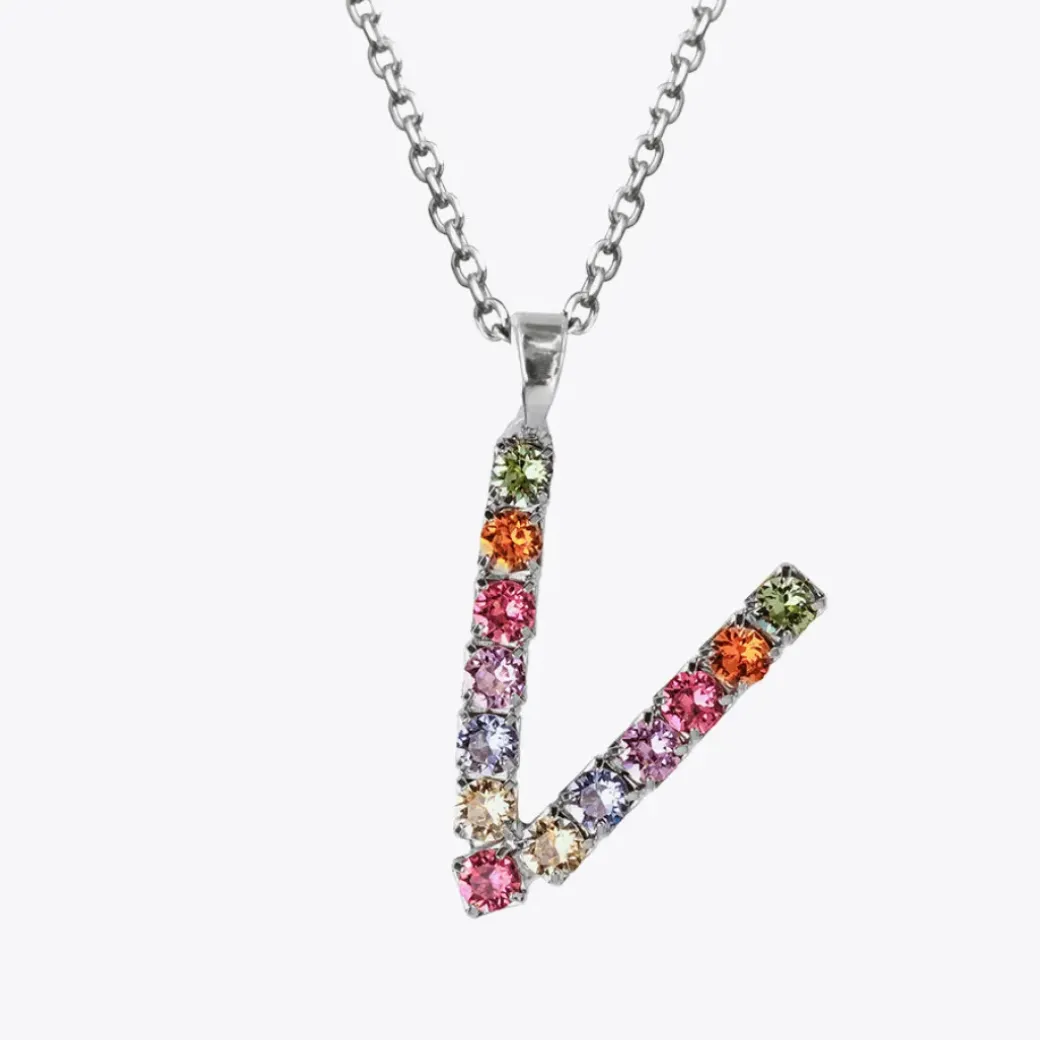 Letter Necklace V/Rainbow Combo