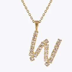 Letter Necklace W/Crystal