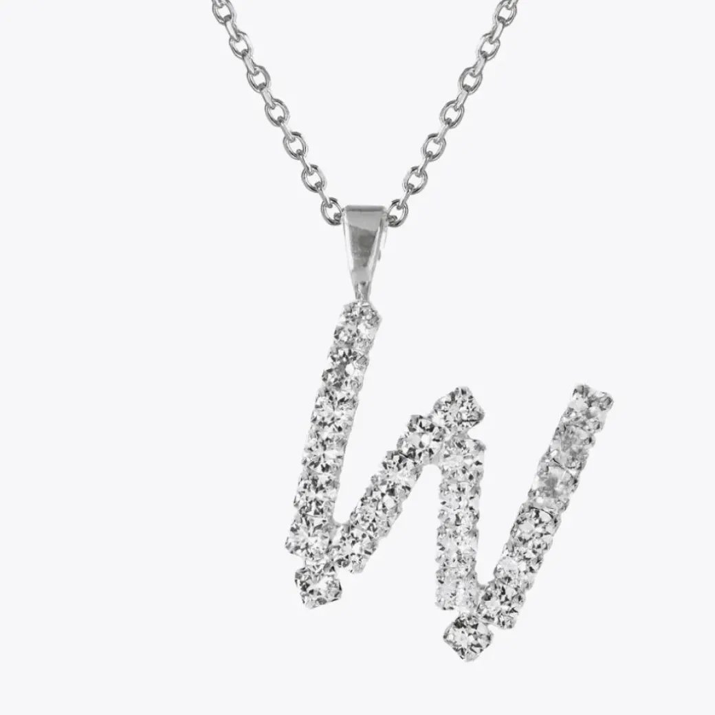 Letter Necklace W/Crystal