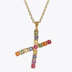Letter Necklace X/Rainbow Combo