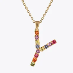 Letter Necklace Y/Rainbow Combo