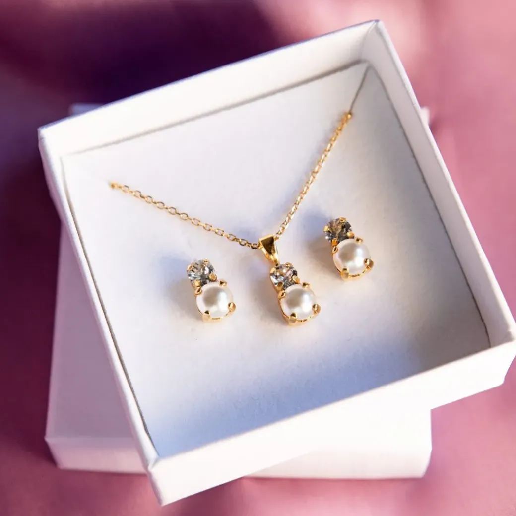 Love Pearl Necklace/Pearl + Crystal