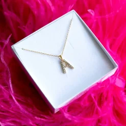Mini Letter Necklace A/Crystal